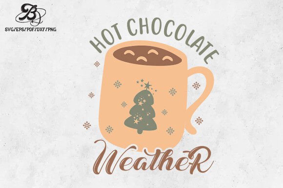 Boho Christmas Hot Chocolate SVG PNG for Crafts and Graphics