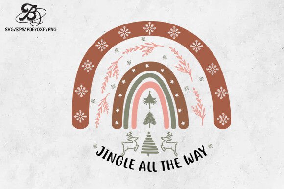 Boho Christmas Rainbows SVG PNG Design for Graphics and Crafts