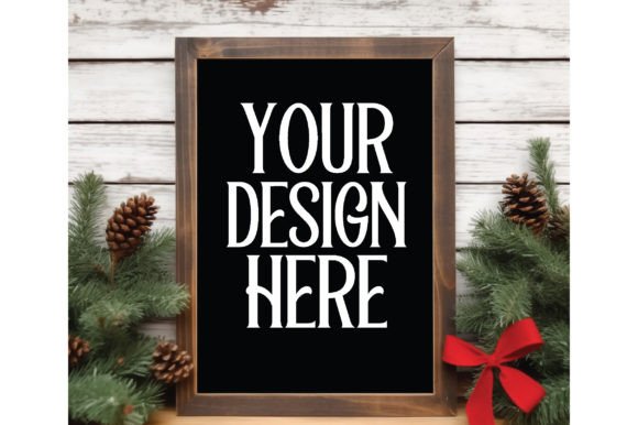 Christmas Farmhouse Wood Sign Mockup 9 Graphics and Frames Amp