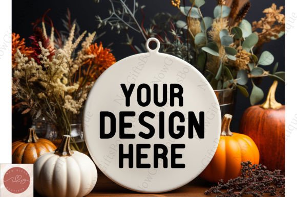 Circle White Christmas Ornament Mockup for Graphics and Christmas Amp