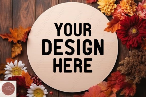 Fall Autumn White Round Sign Mockup 4 for Holiday Amp Graphics