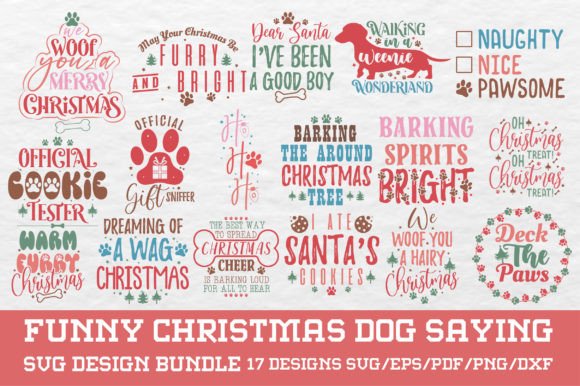 Funny Christmas Dog Saying SVG Bundle for Graphics and Crafts