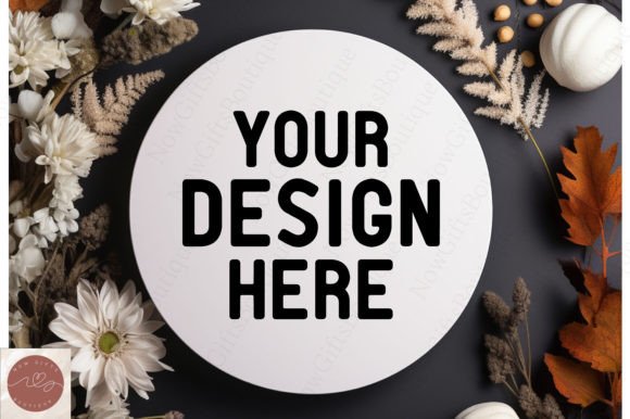 Halloween White Round Sign Mockup 11 Graphics
