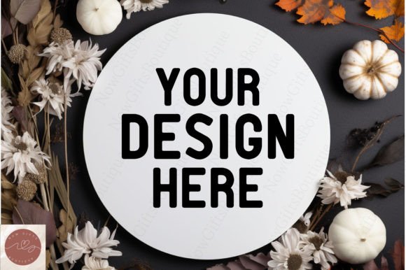 Halloween White Round Sign Mockup 12 for Graphics