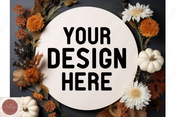 Halloween White Round Sign Mockup 16 for Graphics