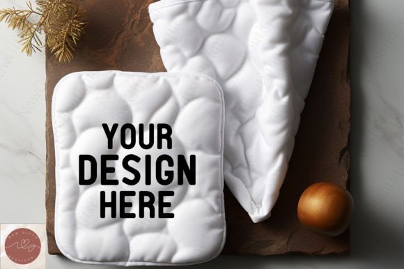 Kitchen White Pot Holder Mockup 4 for Graphics & Kitchenware