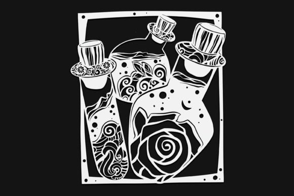 Potion Bottle in Frame Drawing 14 for Graphics and Illustrations