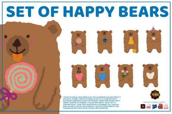 Set of Cute Bears: Graphics & Illustrations for Local Brands