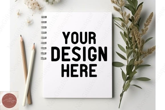 Stationery Flat Lay Notepad Mockup 5 for Graphics and Notebooks Amp