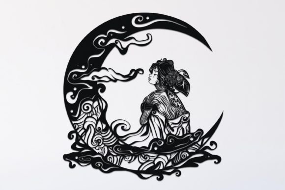 Woman on Moon Mandala Drawing 80: A Graphic Design Asset Review
